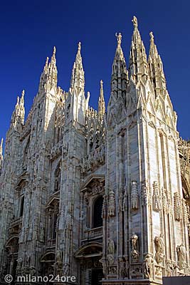Cathedral Milano Duomo facade in white marble